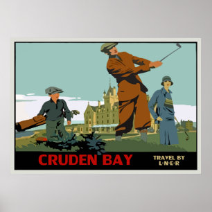 Pôster Retro Cruden Bay Scotland Golf Ad