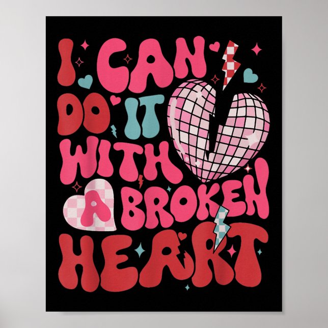Poster Retro Cute Groovy I Can Do It Quote Disco Heart -  (Frente)