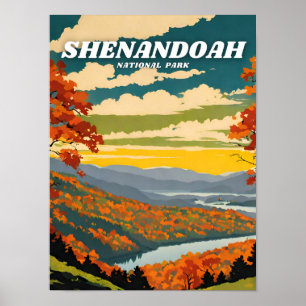Poster Retro da ilustração do Parque Nacional Shenandoah