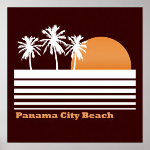 Poster retro da praia da Cidade do Panamá