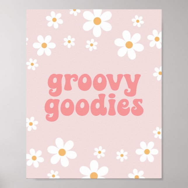 Poster Retro Daisy Pink Boho Groovy Goodies - Sinal do Pa (Frente)