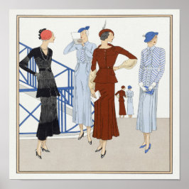 Poster Retro Damas Salto Aguardando Fashion Show