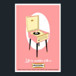 Poster Retro Dansette - Leitor de discos rosa Pop Art pos<br><div class="desc">Retro Salmon Pink e Cream Dansette Bermuda reprodutor anúncio Pop Art poster</div>