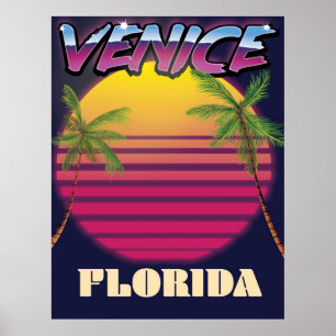 Poster retro das férias de Veneza Florida
