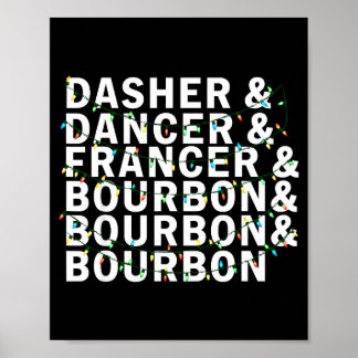 Poster Retro Dasher Dancer Prancer Bourbon Christmas Funn
