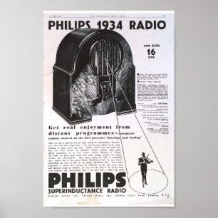 Poster Retro de anúncio de rádio Philips 1934