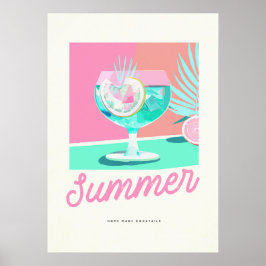 Poster Retro de Cocktails Feitos no Verão