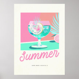 Poster Retro de Cocktails Feitos no Verão