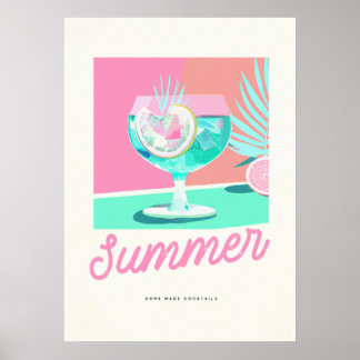 Poster Retro de Cocktails Feitos no Verão