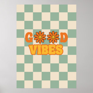 Poster Retrô de entalhe de vibrações boas
