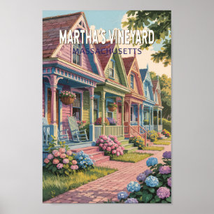 Poster Retro de Ilustração de Massachusetts do Vineyard d