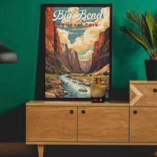 Poster Retro de Ilustração do Parque Nacional Big Bend