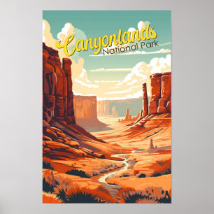Poster Retro de Ilustração do Parque Nacional Canyonlands