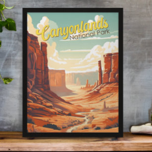 Poster Retro de Ilustração do Parque Nacional Canyonlands