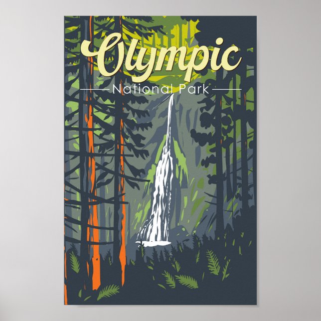 Poster Retro de Ilustração do Parque Nacional da olimpiad (Frente)
