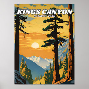 Poster Retro de ilustração do Parque Nacional do Kings Ca