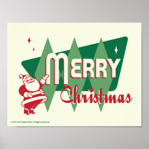 Poster retro de Papai Noel do Feliz Natal