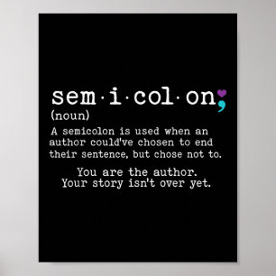 Poster Retrô - Definição de Semicolon Prevenção Suicida e