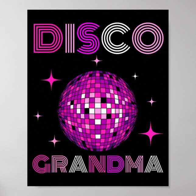 Poster Retro Disco Grandma 70s 80s Dance Party Mirror Bal (Frente)