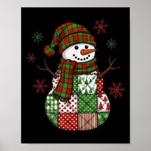 Poster Retro Divertido Natal Remendado Boneco de Neve Nat