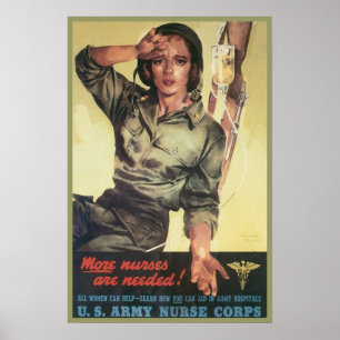 Poster retro do corpo de enfermeira
