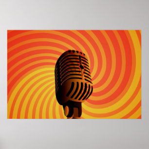 Poster retro do costume do microfone