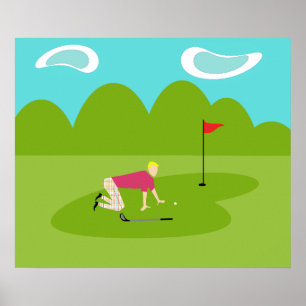 Poster retro do jogador de golfe