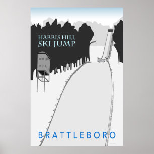 Poster retro do salto de esqui do monte de Harris