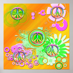 Poster retro do sinal de paz