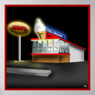 Poster retro do suporte do sorvete