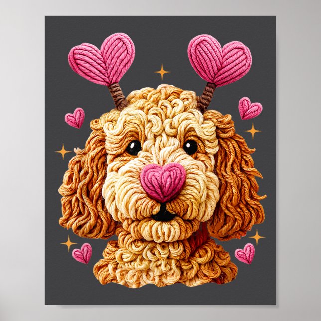 Poster Retro Dog Goldendoodle Valentines Funny Gift Women (Frente)