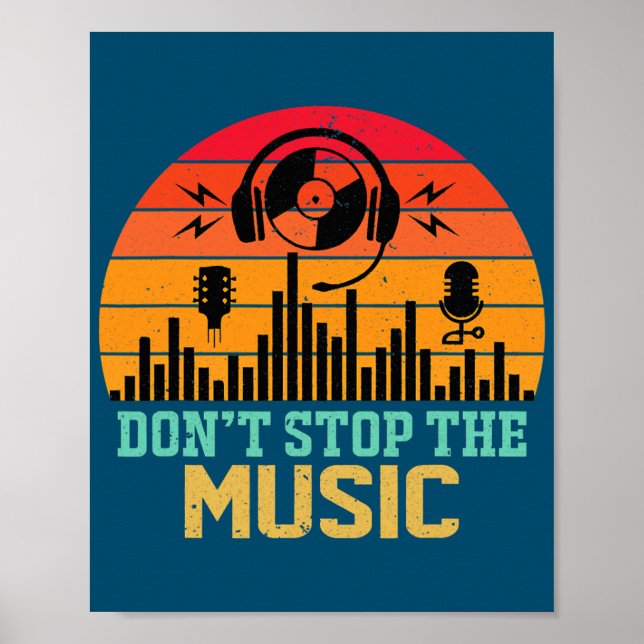 Poster Retro Don't Stop The Music Lover Sound Headphones (Frente)