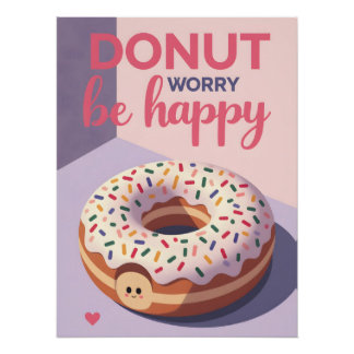 Pôster Retro Donut Print – Classic Pastry Poster for Kitc