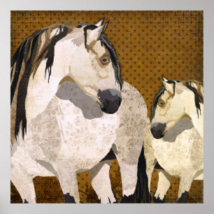 Poster retro dos cavalos brancos