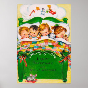 Poster retro dos miúdos do sono do Natal do