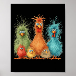 Poster Retro Eagerlys Colorful Engraçado Chicken Art, Par