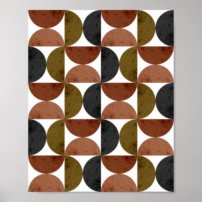 Poster Retro Earth Tone Geometric Half-Moon (Frente)