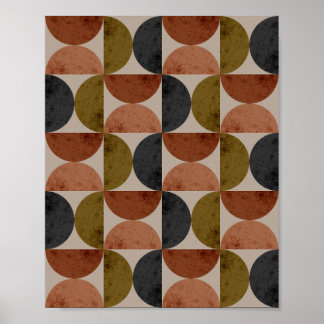 Poster Retro Earth Tone Geometric Half-Moon