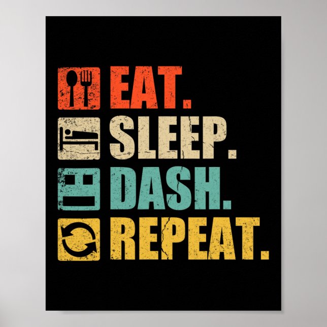 Poster Retro Eat Sleep Dash Repeat Video Game  (Frente)