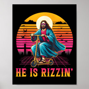 Poster Retro Ele É Rizzin Engraçado Jesus Tem A Páscoa C