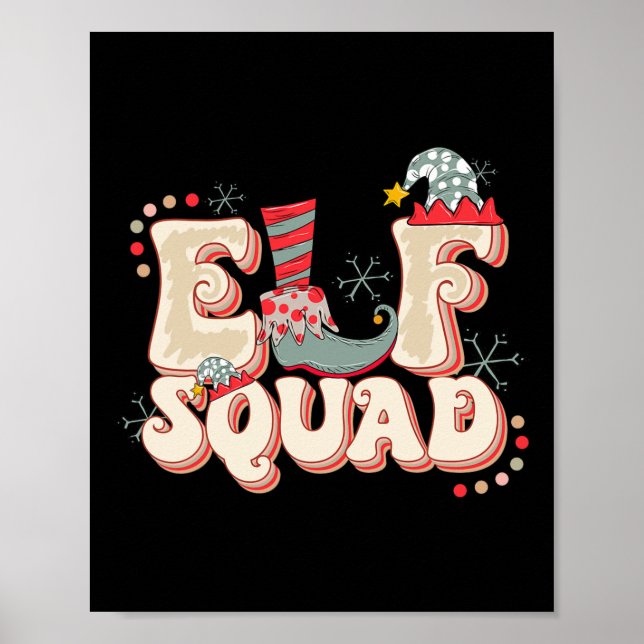 Poster Retro Elf Squad Christmas Matching Family Chri (Frente)