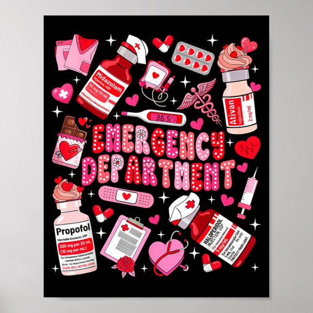 Poster Retro Emergency Department Ed Er Nurse Valentines  (Frente)
