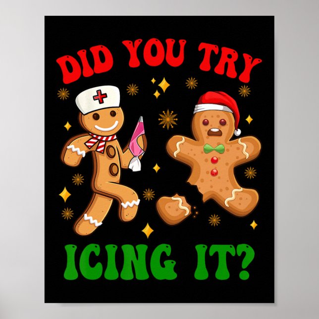 Poster Retro Enfermeira Enfermeira Natal Gingerpão Você T (Frente)