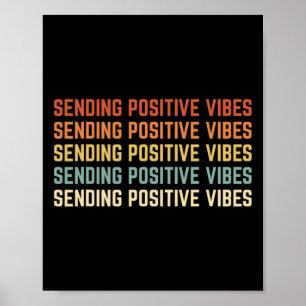 Poster Retro Enviando Vibes Positivas Dizendo Autoatendim