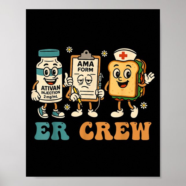 Poster Retro Er Crew Emergency Room Funny Er Ed Nurse Tec (Frente)