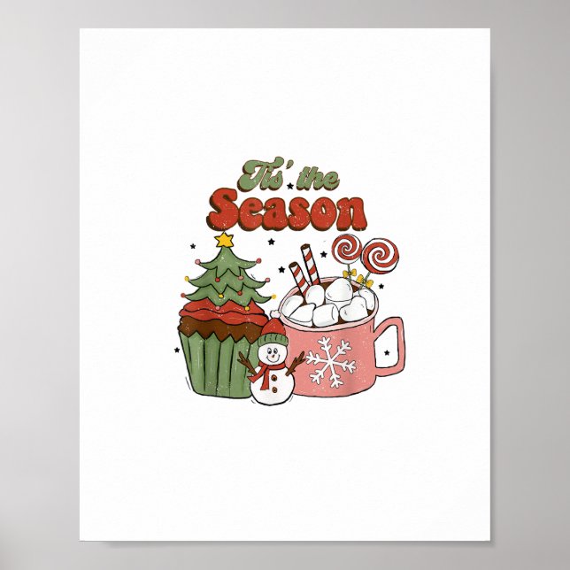 Poster Retro Esta É A Época De Natal Café Snowman (Frente)