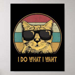 Poster Retro Eu Faço O Que Eu Quero Gato Engraçado