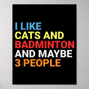 Poster Retro Eu Gosto de Gatos e Amante de Badminton Gato