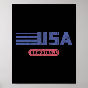Poster Retro EUA 2020 Time Americano Basquete Vintage