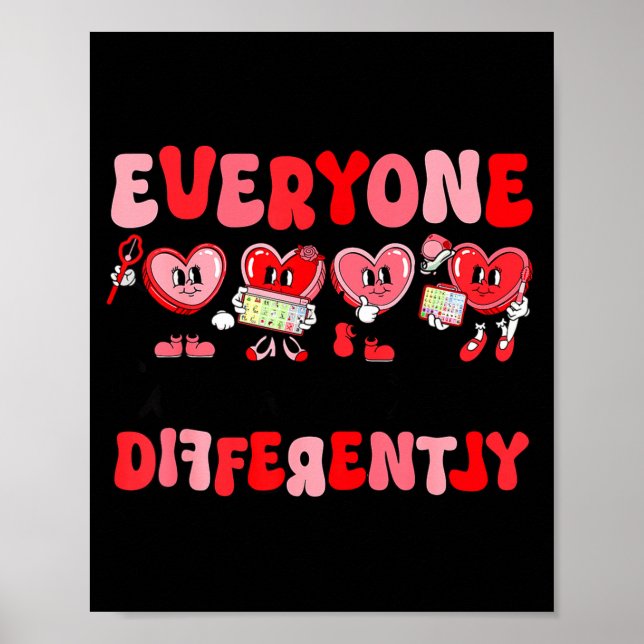 Poster Retro Everyone Communicates Differently Autism Val (Frente)